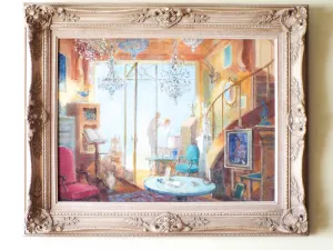 Vintage Original Signed French Gustav Nebel Oil Painting "Antique Shop"