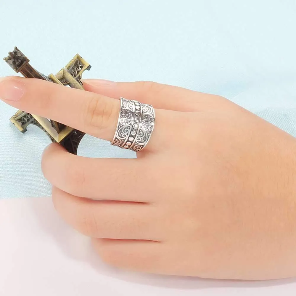 Vintage Style Female Wide Rings With 15.5MM Wide Mysterious Pattern Party Ring Gift for Girls