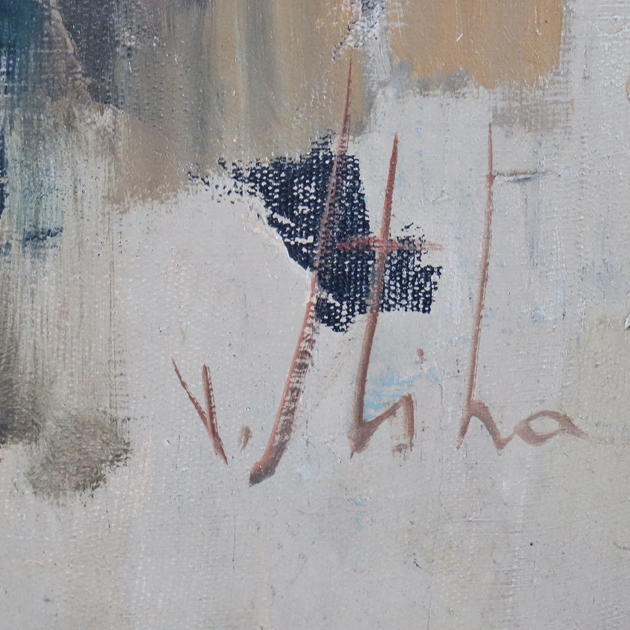 Vintage VLADAN STIHA Oil on Canvas Painting, Shoeshiner