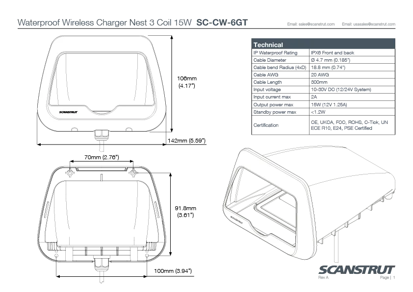 Waterproof Wireless Charger - Nest 3 Coil 15W phone charging pocket