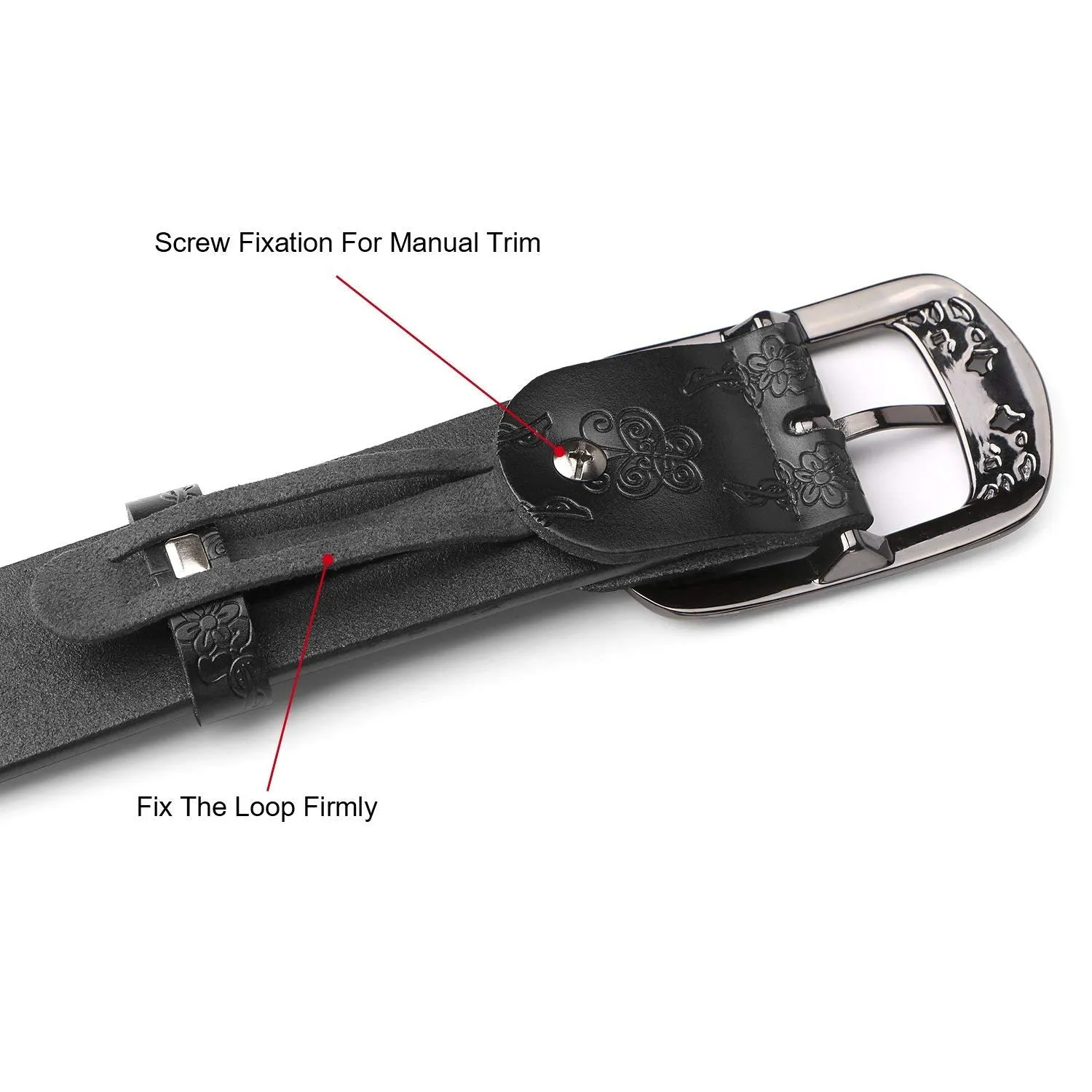 Western Fashion Leather Belts For Women With Vintage Hollow Flower Buckle
