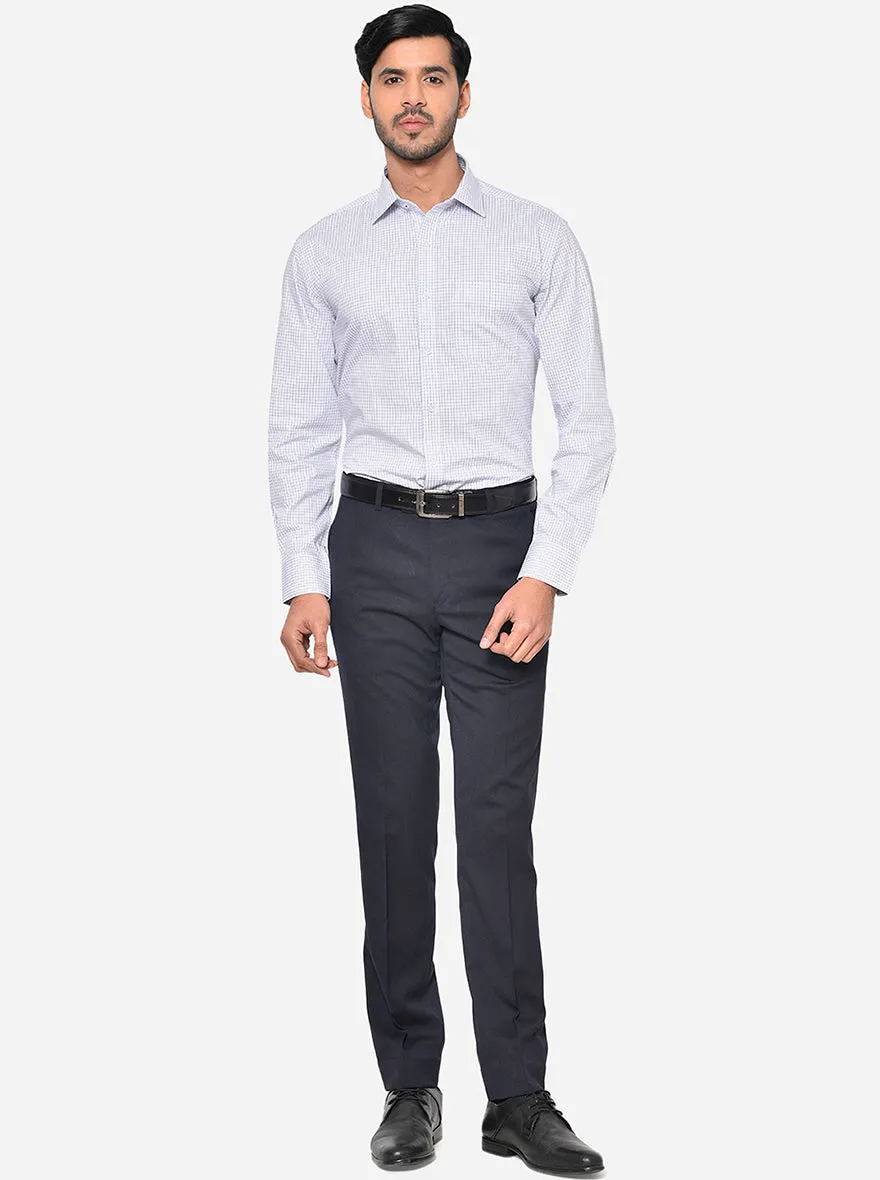 White & Blue Checked Regular Fit Formal Shirt | JadeBlue