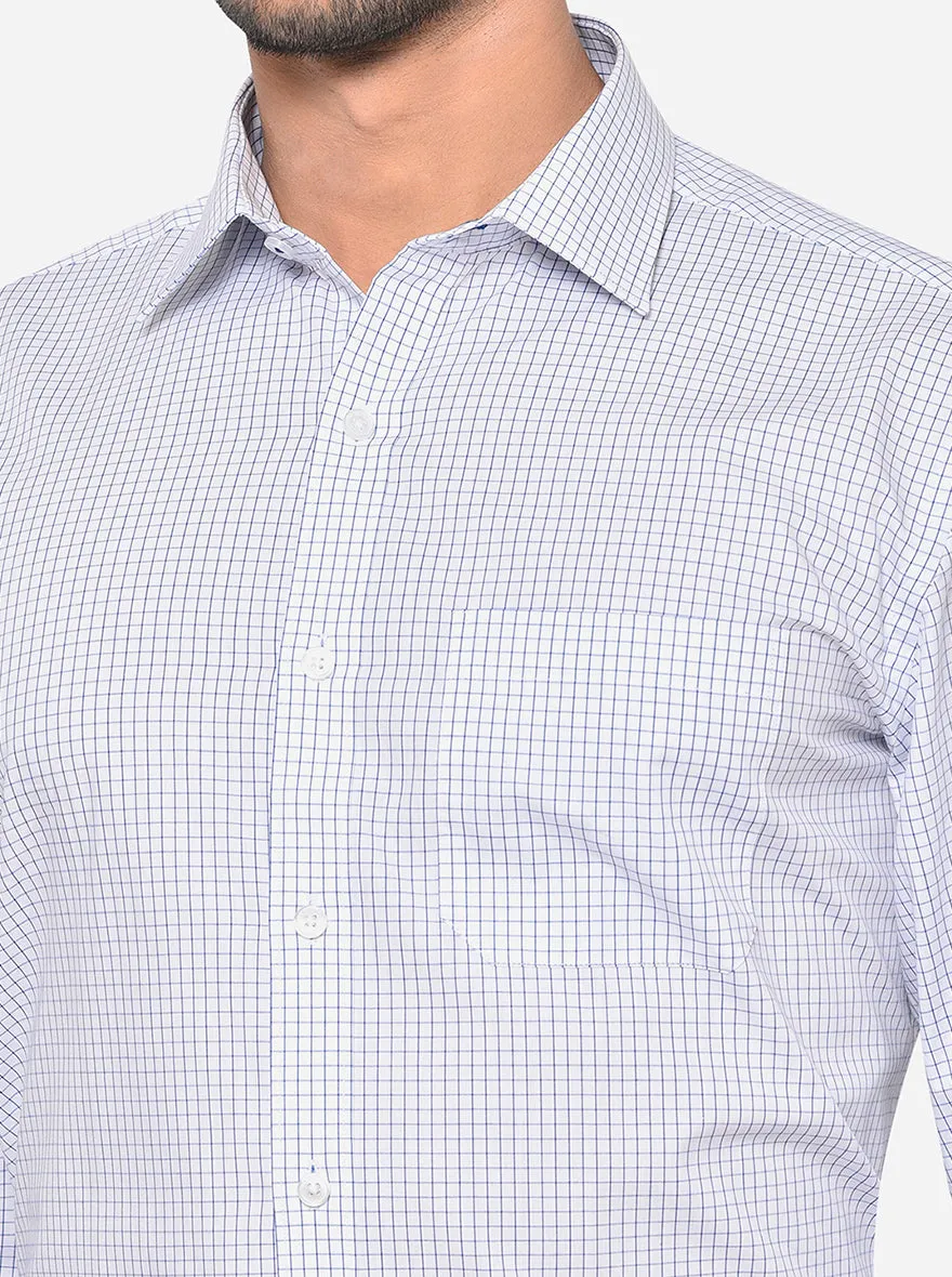White & Blue Checked Regular Fit Formal Shirt | JadeBlue