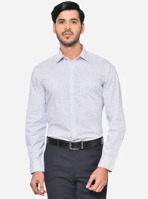 White & Blue Checked Regular Fit Formal Shirt | JadeBlue