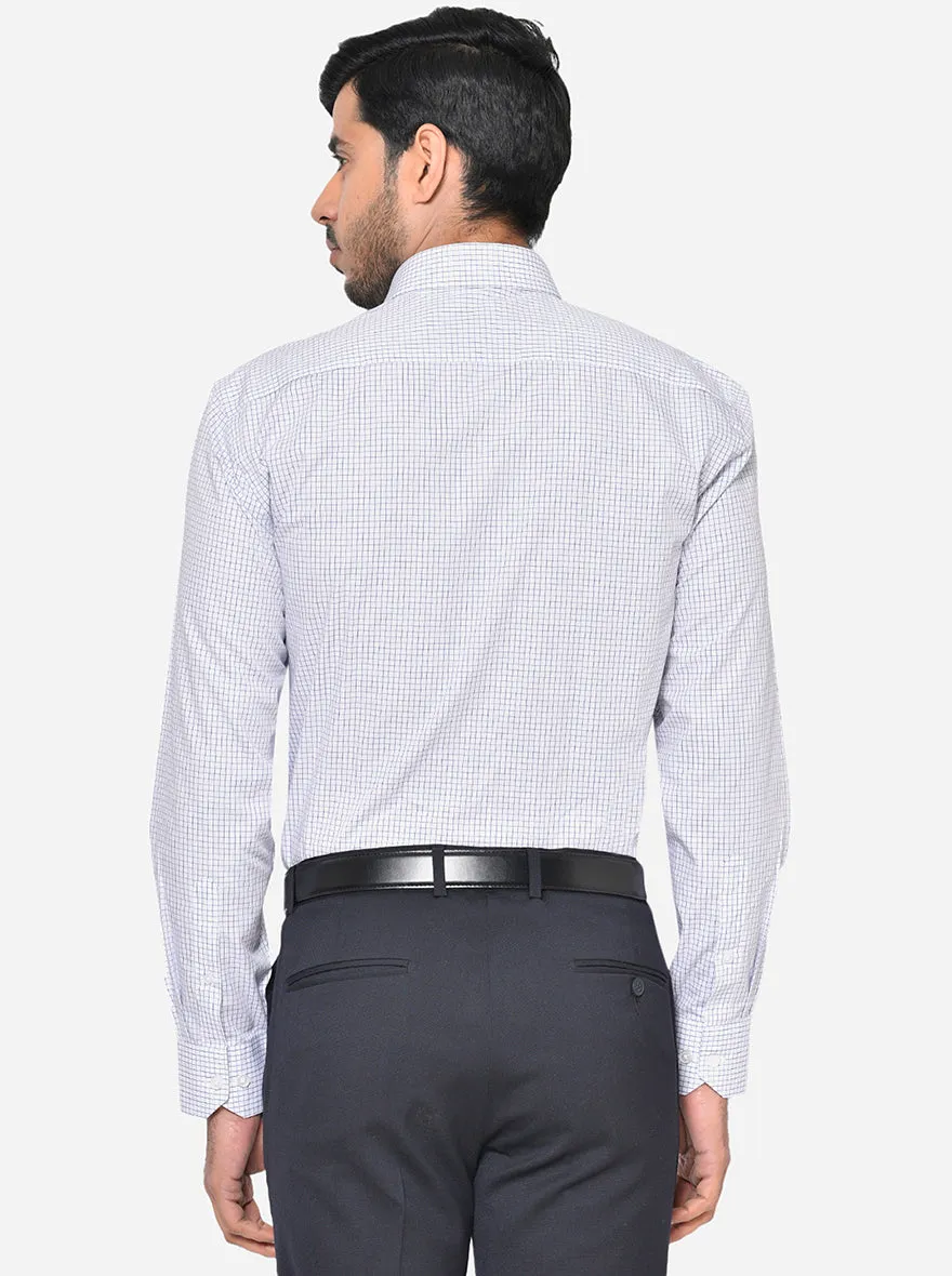 White & Blue Checked Regular Fit Formal Shirt | JadeBlue