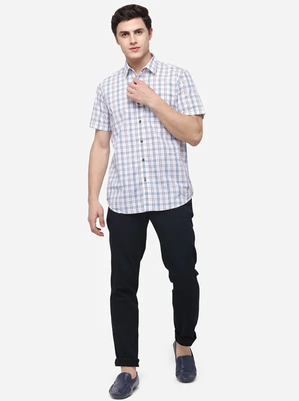 White Tailored Fit Checked Casual Shirt | JadeBlue