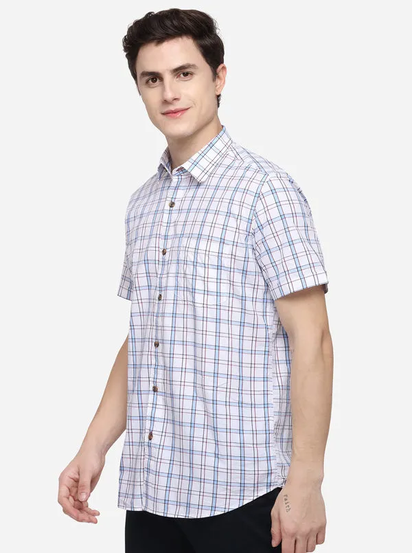 White Tailored Fit Checked Casual Shirt | JadeBlue