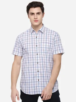 White Tailored Fit Checked Casual Shirt | JadeBlue
