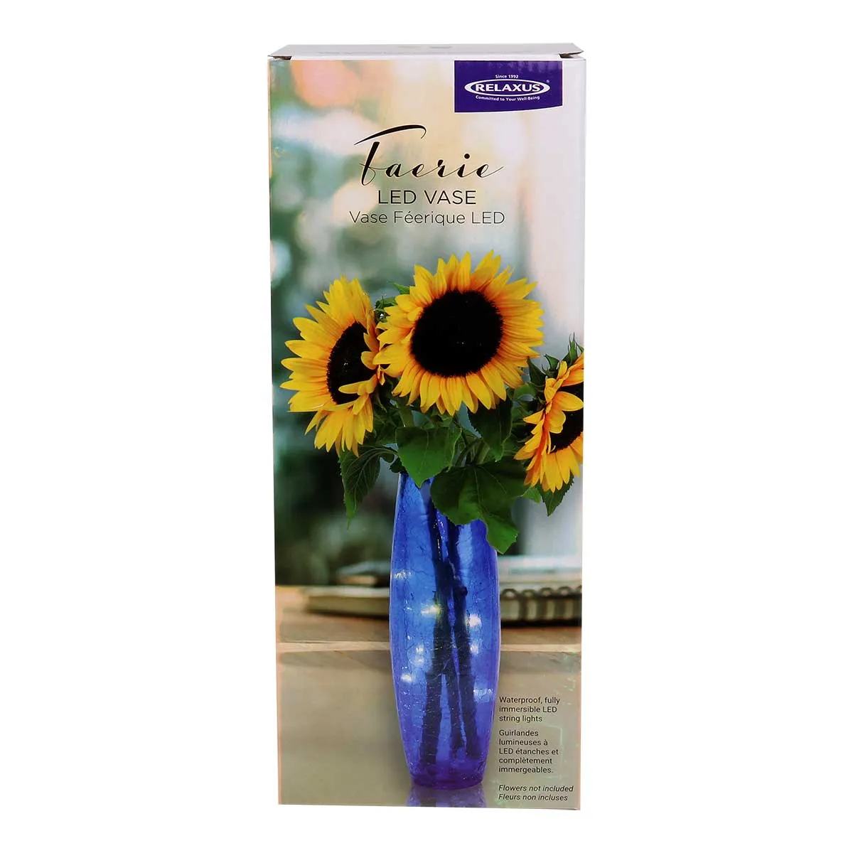 Wholesale Blue Faerie LED Crackle Glass Vase