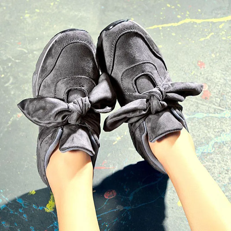Woman Casual Shoes Bow Tie Ladies Flats For Women Silk Moccasins Sneakers