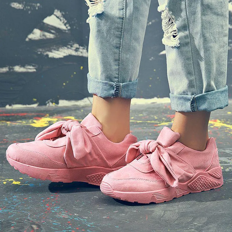Woman Casual Shoes Bow Tie Ladies Flats For Women Silk Moccasins Sneakers