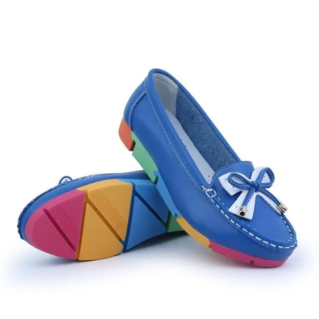 Women Casual Shoes Solid Cut-outs Bowknot Women Flats Round Toe Moccasins Loafers