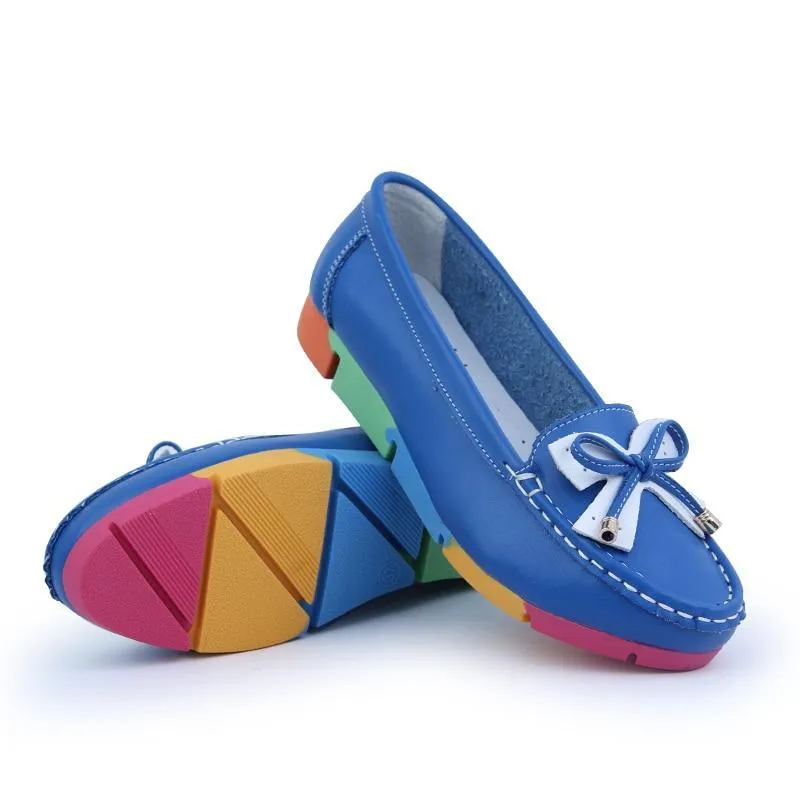 Women Casual Shoes Solid Cut-outs Bowknot Women Flats Round Toe Moccasins Loafers
