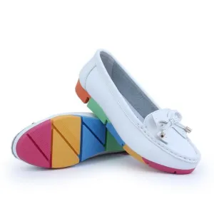 Women Casual Shoes Solid Cut-outs Bowknot Women Flats Round Toe Moccasins Loafers