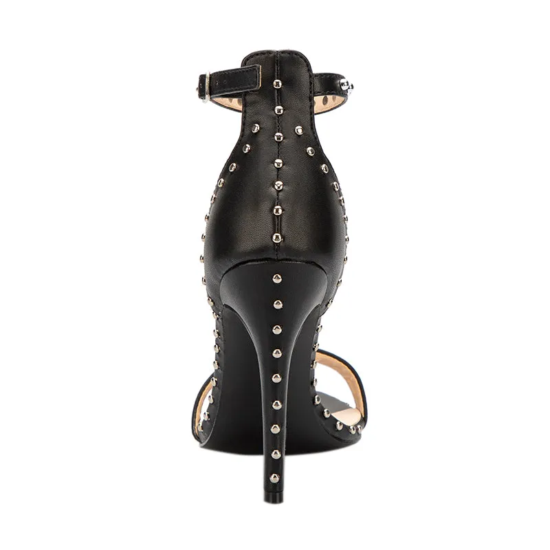 Women's Cool Black Super High Heel Shoes With Rivets