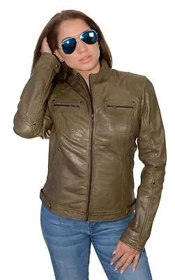 WOMEN'S RACER SHORT MILITARY STYLE BLK VERY SOFT REAL LEATHER NEW
