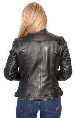 WOMEN'S RACER SHORT MILITARY STYLE BLK VERY SOFT REAL LEATHER NEW