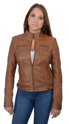 WOMEN'S RACER SHORT MILITARY STYLE BLK VERY SOFT REAL LEATHER NEW