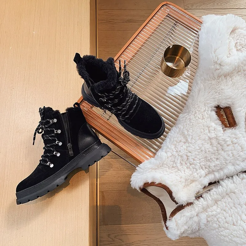 Women's Round Head Thick Heel  Short Snow Boots