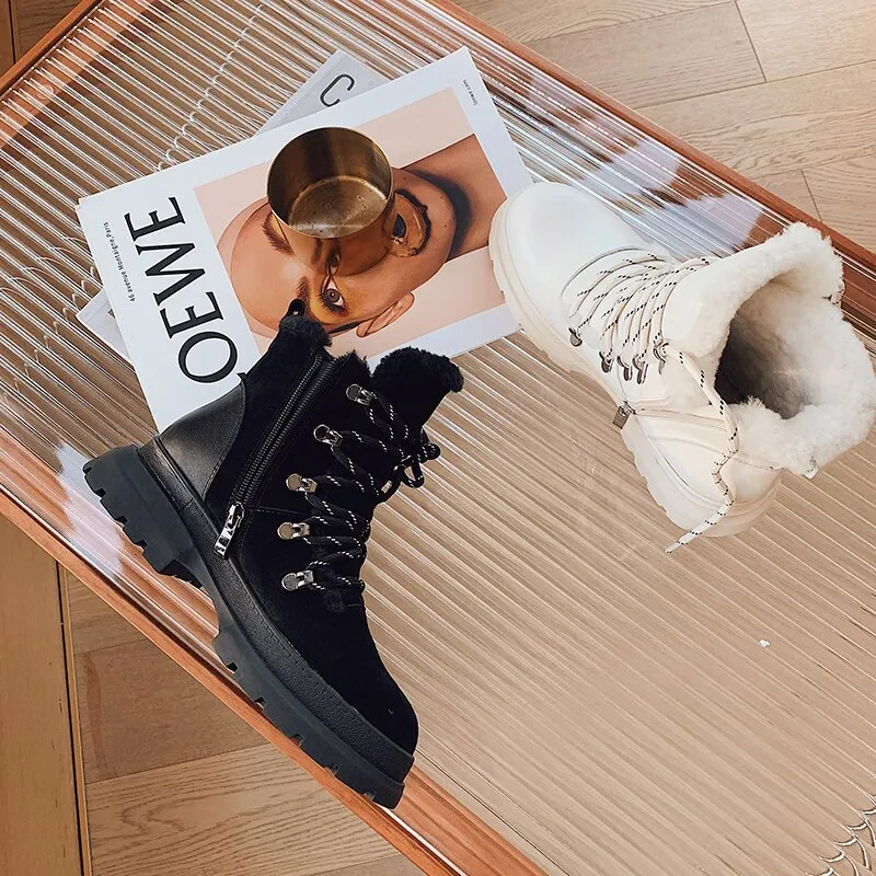 Women's Round Head Thick Heel  Short Snow Boots