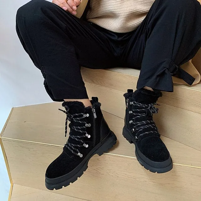 Women's Round Head Thick Heel  Short Snow Boots