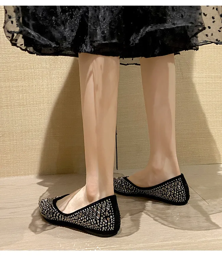 Women's Soft Sole Shallow Pointed Toe Sequin Flat Shoes