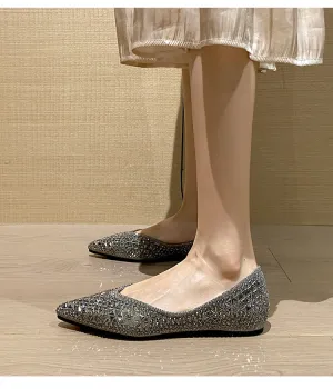 Women's Soft Sole Shallow Pointed Toe Sequin Flat Shoes