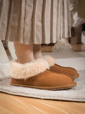 Wool Lined Suede Tasman Slipper Loafer - Chestnut