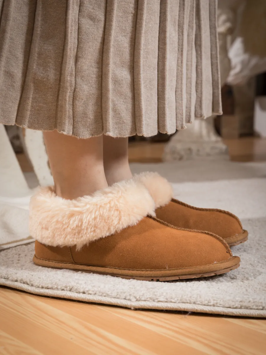 Wool Lined Suede Tasman Slipper Loafer - Chestnut