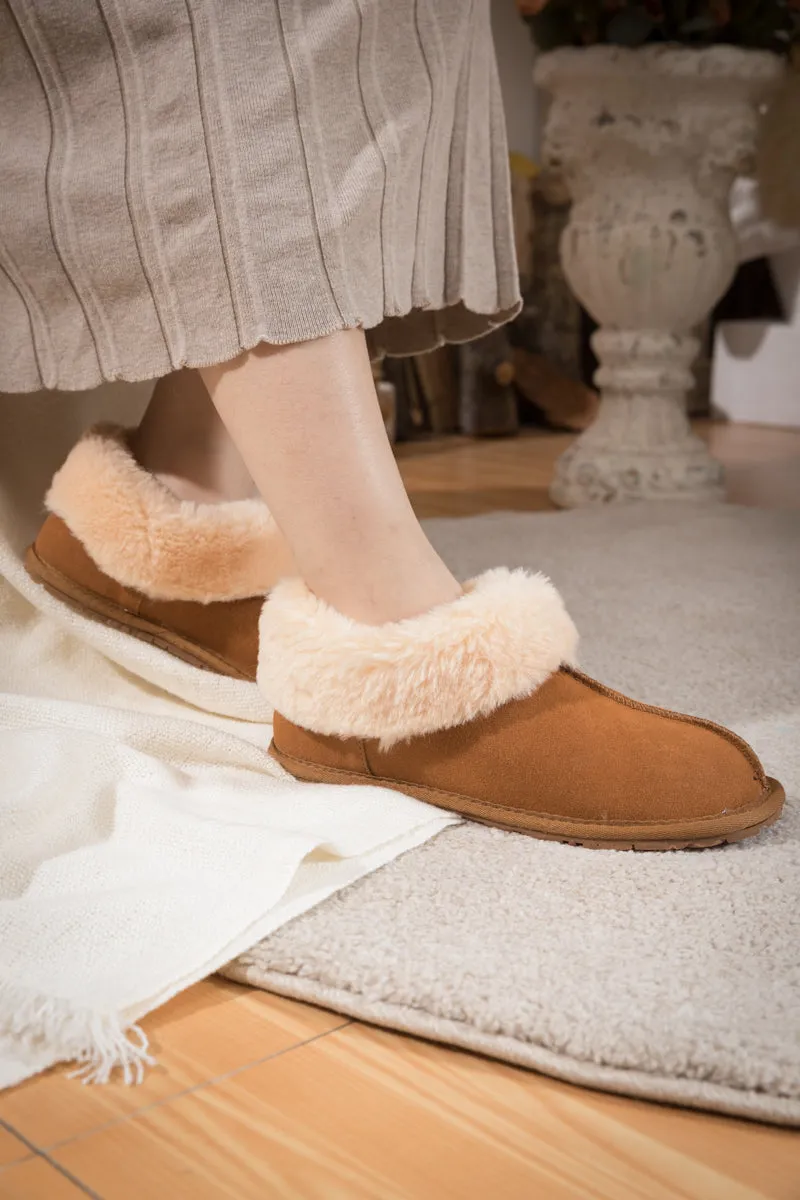 Wool Lined Suede Tasman Slipper Loafer - Chestnut