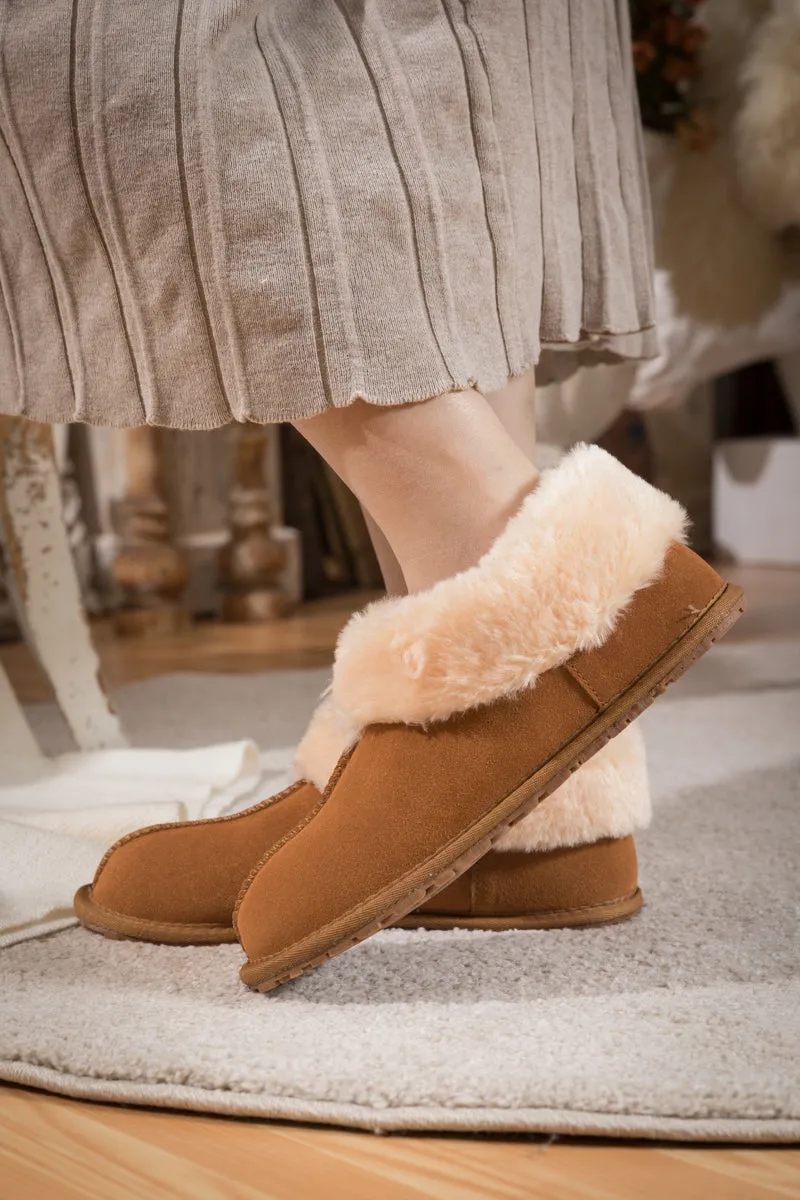 Wool Lined Suede Tasman Slipper Loafer - Chestnut