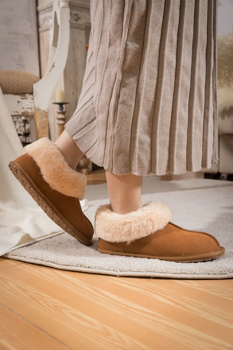 Wool Lined Suede Tasman Slipper Loafer - Chestnut
