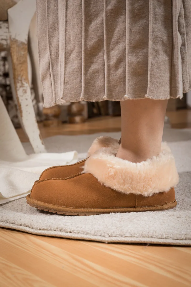 Wool Lined Suede Tasman Slipper Loafer - Chestnut