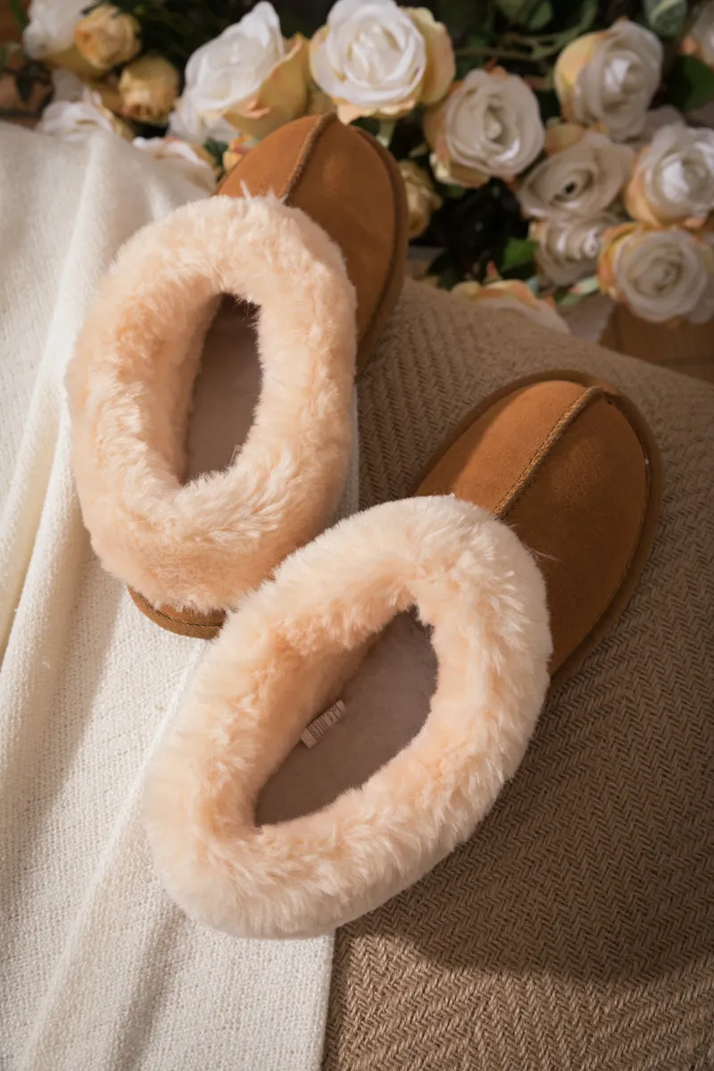 Wool Lined Suede Tasman Slipper Loafer - Chestnut