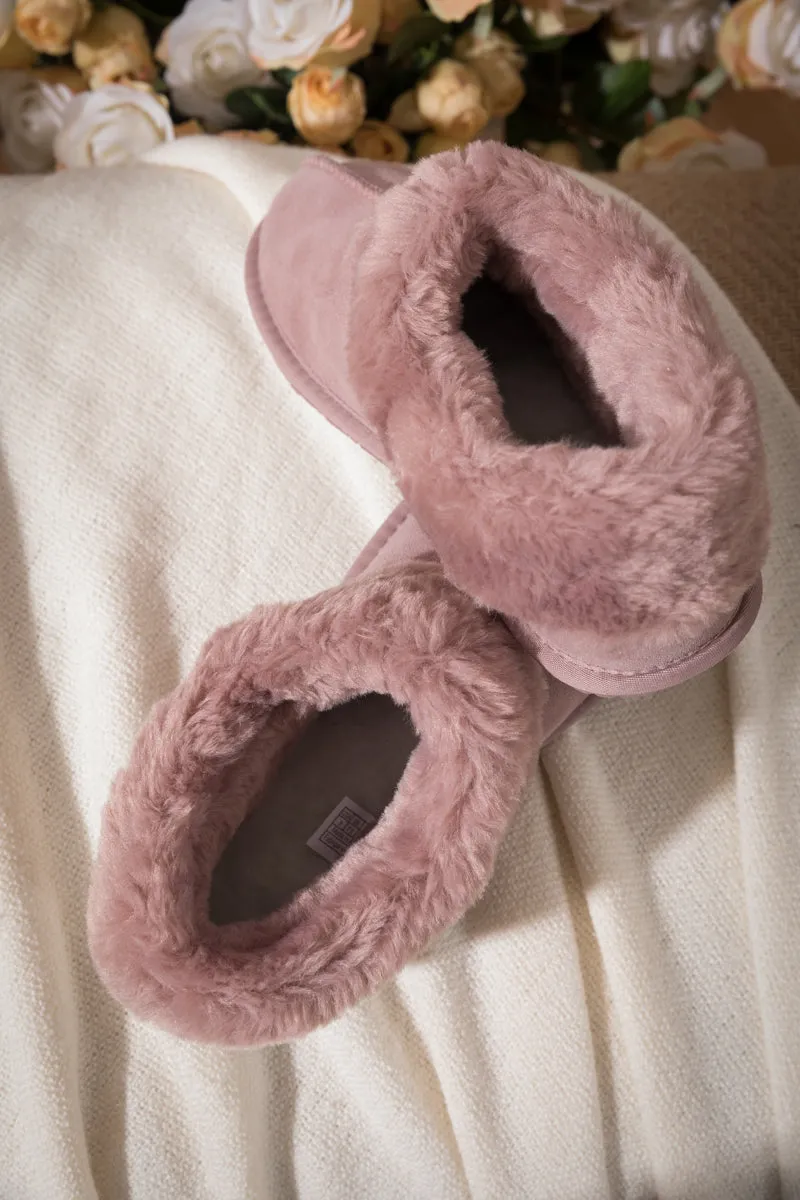 Wool Lined Suede Tasman Slipper Loafer - Pink