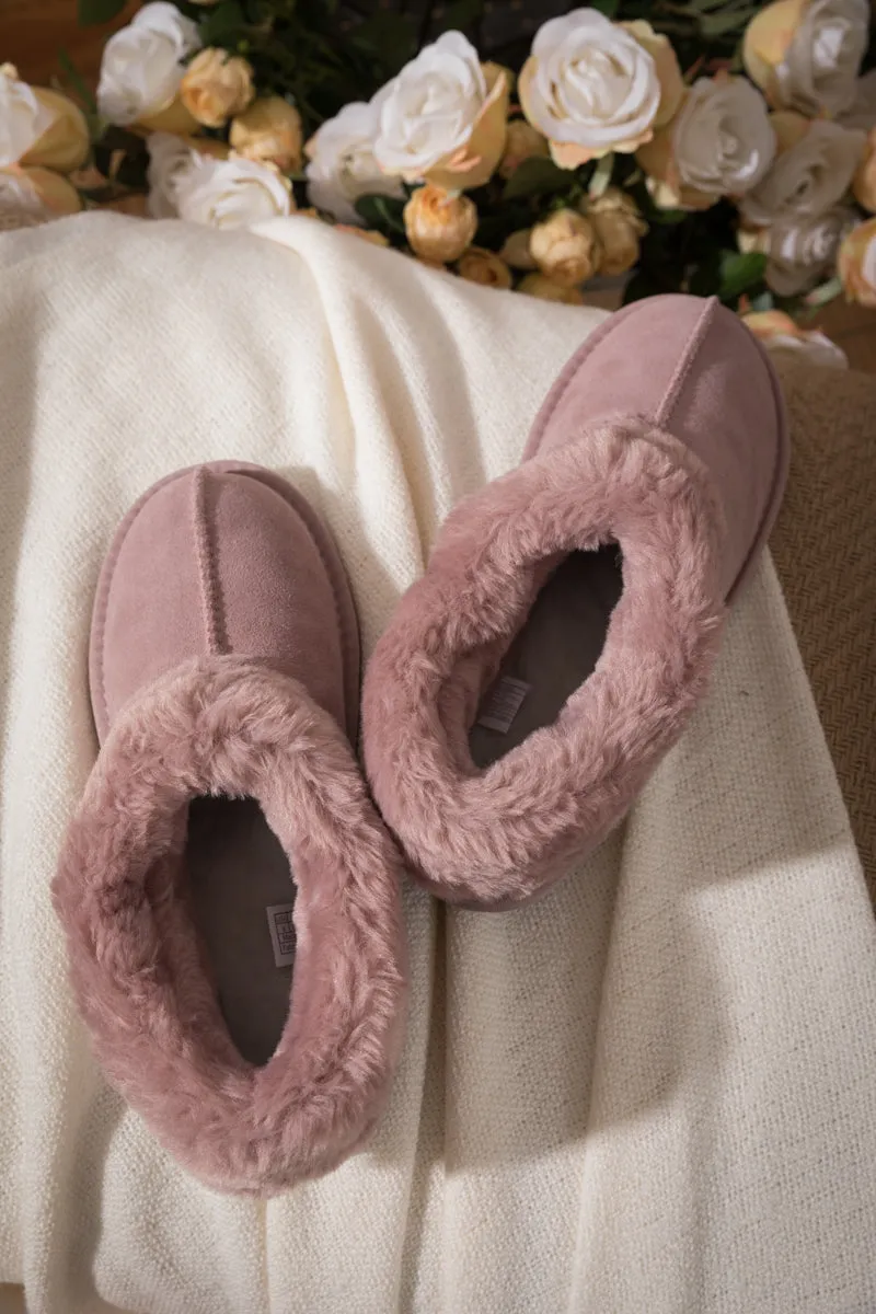 Wool Lined Suede Tasman Slipper Loafer - Pink