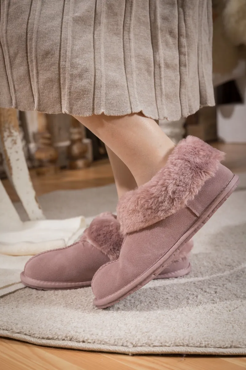 Wool Lined Suede Tasman Slipper Loafer - Pink