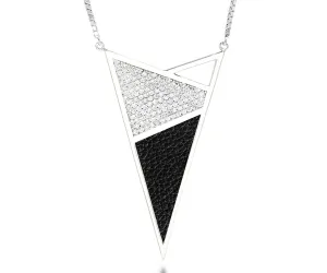 XLarge Triangle Leather Inlay Crystal Necklace