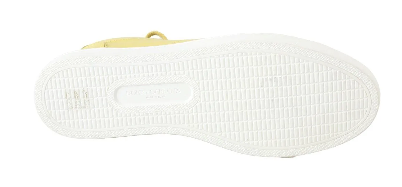 Yellow Leather Mens Casual Sneakers