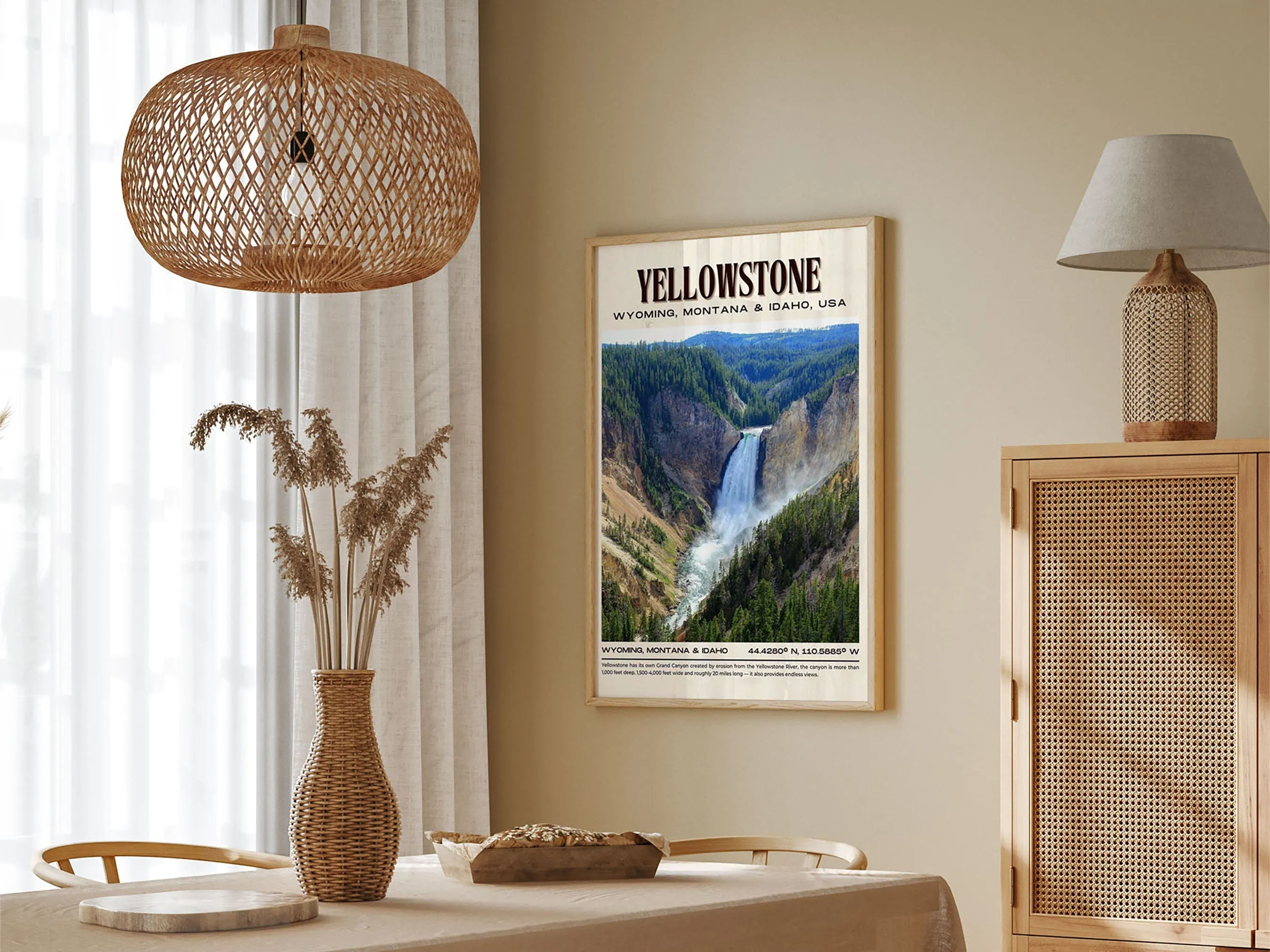 Yellowstone Vintage Wall Art, Wyoming, Montana, Idaho, USA