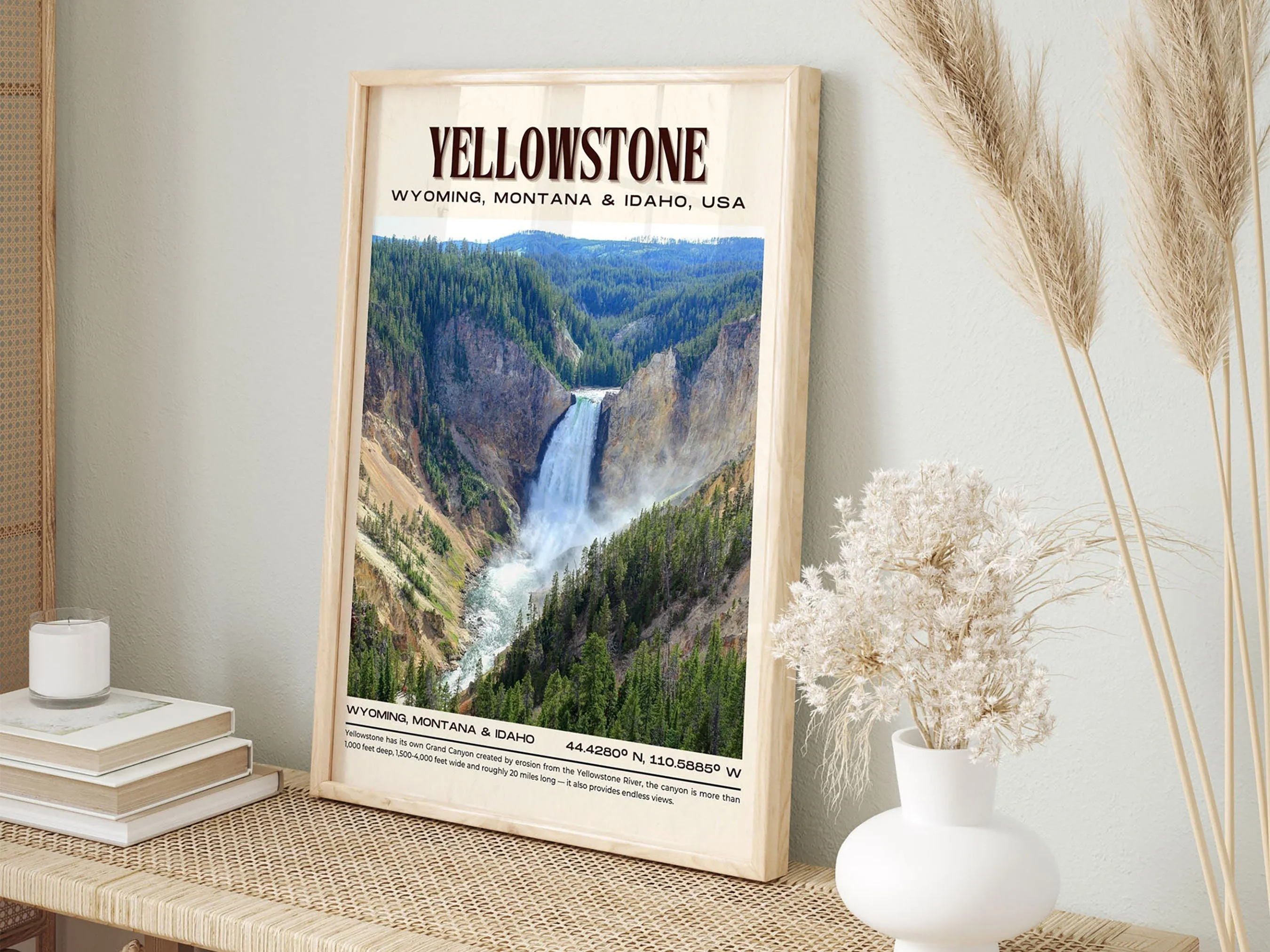 Yellowstone Vintage Wall Art, Wyoming, Montana, Idaho, USA