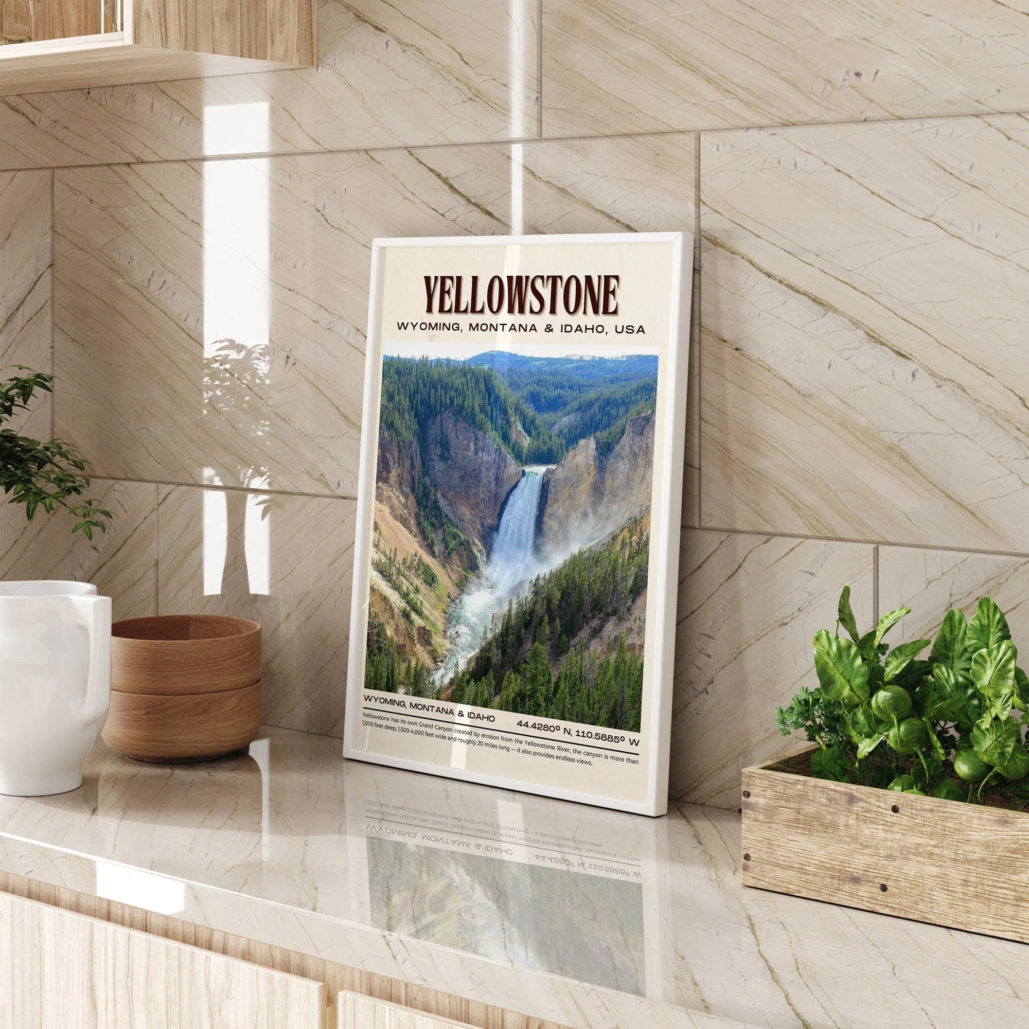 Yellowstone Vintage Wall Art, Wyoming, Montana, Idaho, USA
