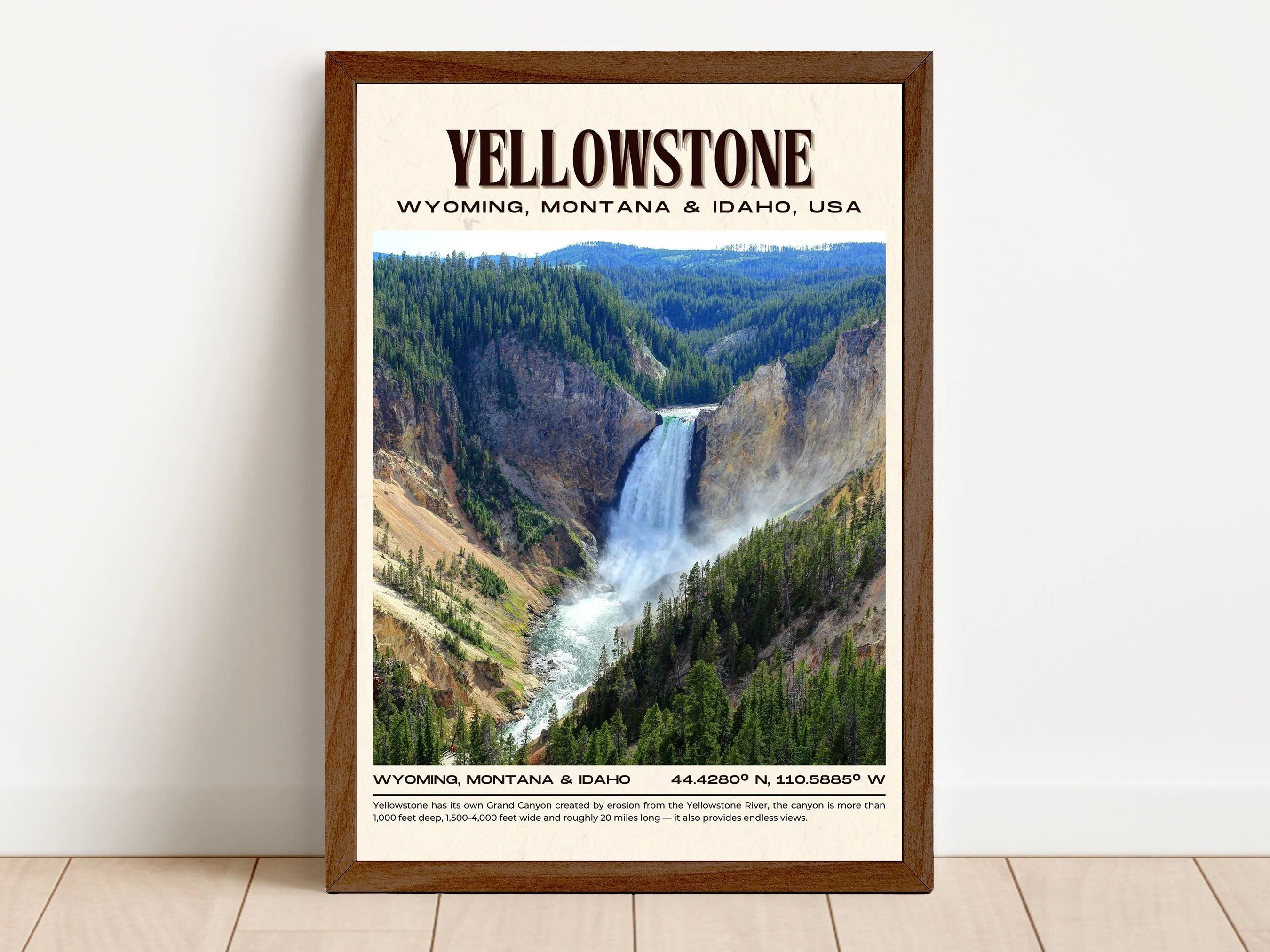 Yellowstone Vintage Wall Art, Wyoming, Montana, Idaho, USA