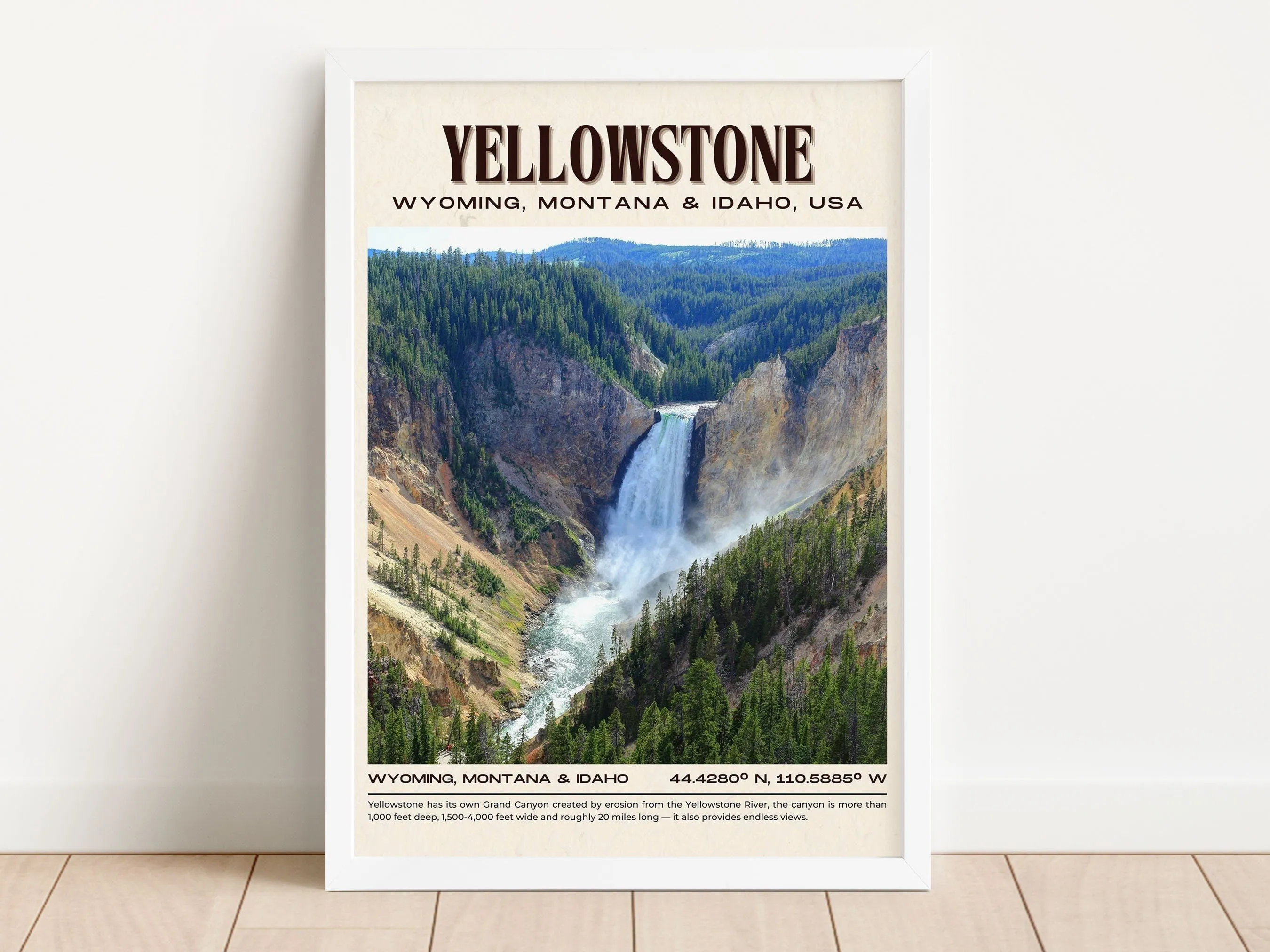 Yellowstone Vintage Wall Art, Wyoming, Montana, Idaho, USA