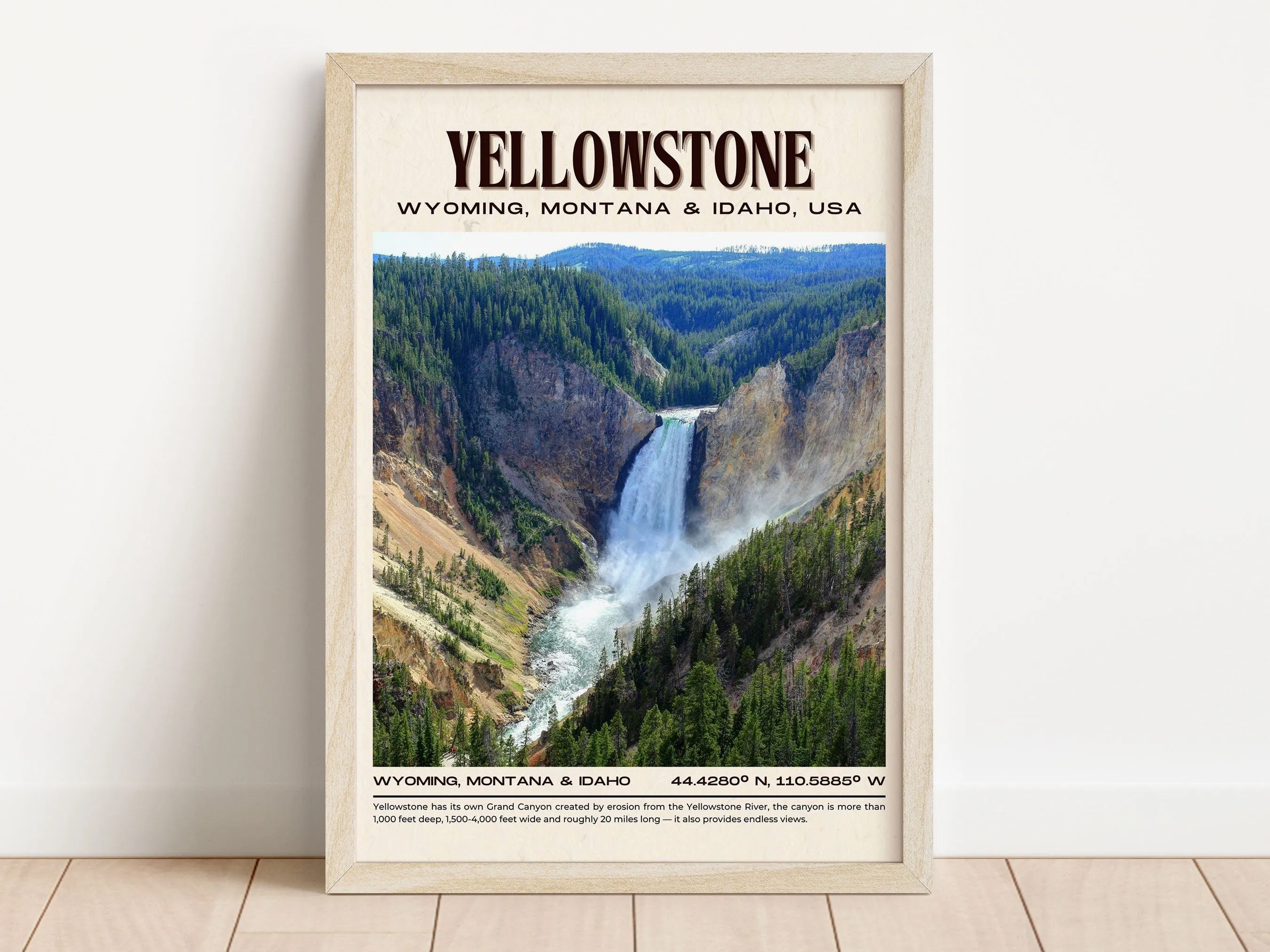 Yellowstone Vintage Wall Art, Wyoming, Montana, Idaho, USA