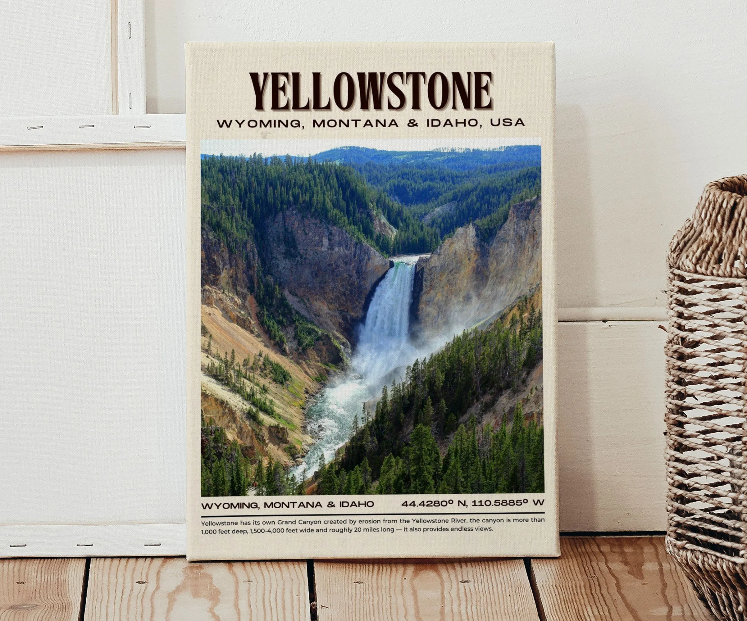 Yellowstone Vintage Wall Art, Wyoming, Montana, Idaho, USA